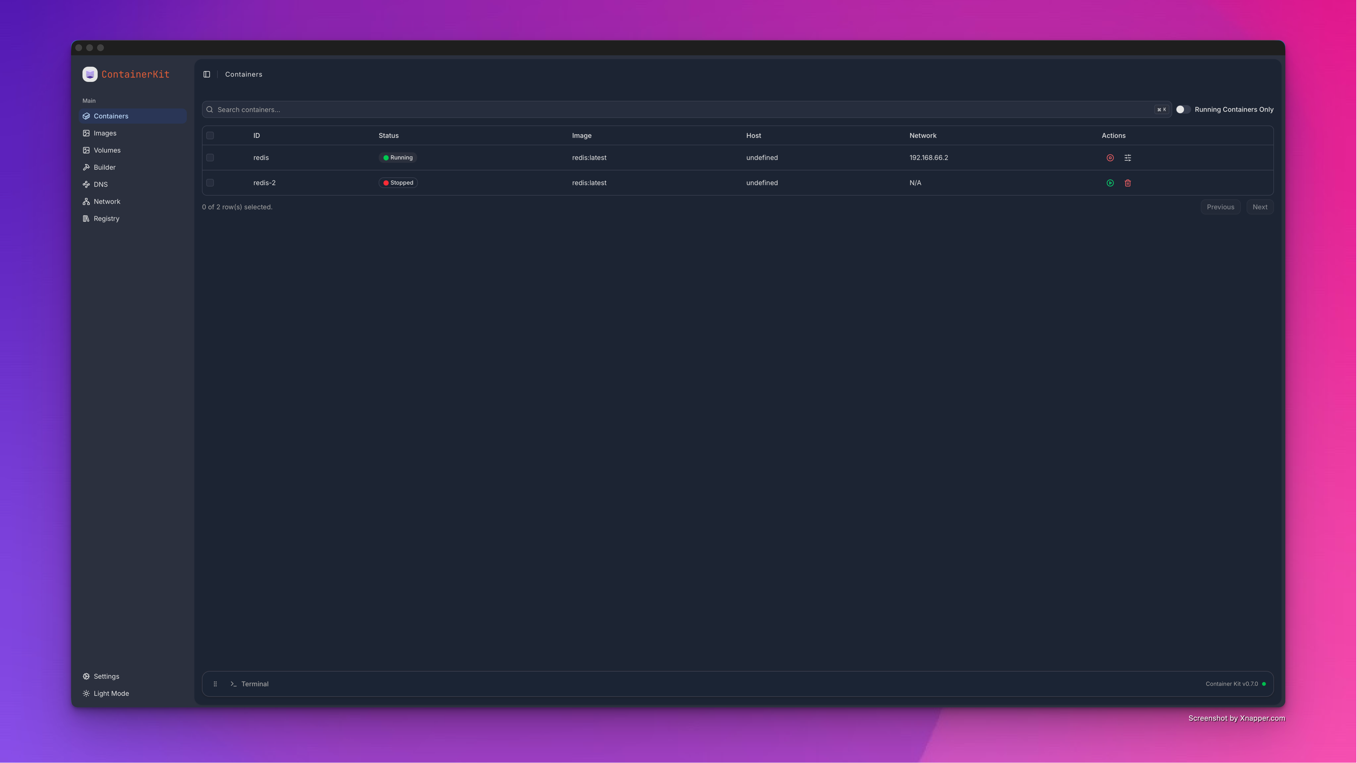 Containers Page